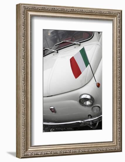 Italian Flag on Fiat 500 Car, Rome, Lazio, Italy, Europe-Stuart Black-Framed Photographic Print