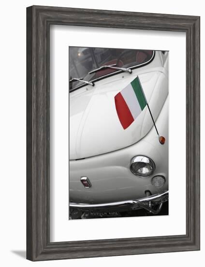 Italian Flag on Fiat 500 Car, Rome, Lazio, Italy, Europe-Stuart Black-Framed Photographic Print