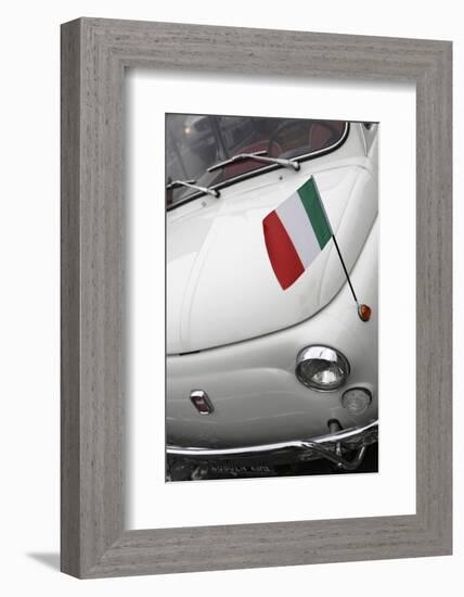 Italian Flag on Fiat 500 Car, Rome, Lazio, Italy, Europe-Stuart Black-Framed Photographic Print