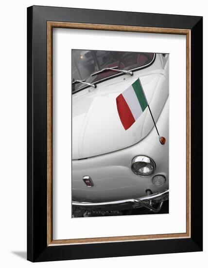 Italian Flag on Fiat 500 Car, Rome, Lazio, Italy, Europe-Stuart Black-Framed Photographic Print