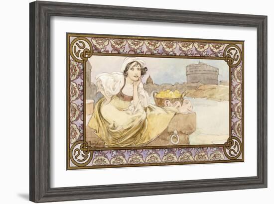 Italian Girl, 1900-Alphonse Mucha-Framed Giclee Print