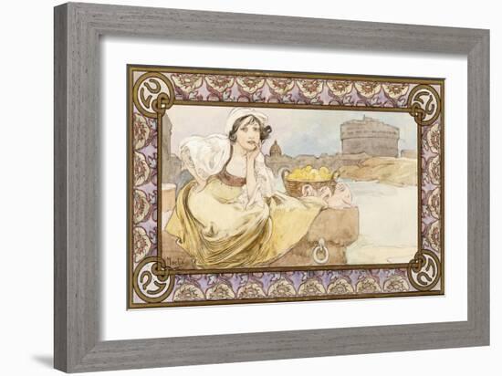 Italian Girl, 1900-Alphonse Mucha-Framed Giclee Print