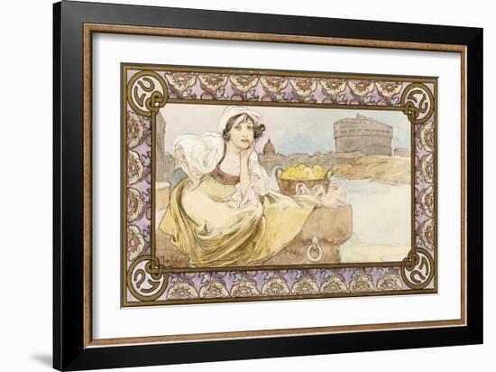 Italian Girl, 1900-Alphonse Mucha-Framed Giclee Print