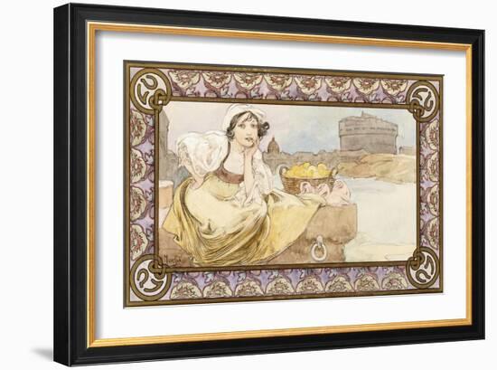 Italian Girl, 1900-Alphonse Mucha-Framed Giclee Print