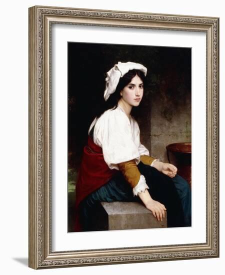 Italian Girl by a Fountain, 1870-William Adolphe Bouguereau-Framed Giclee Print