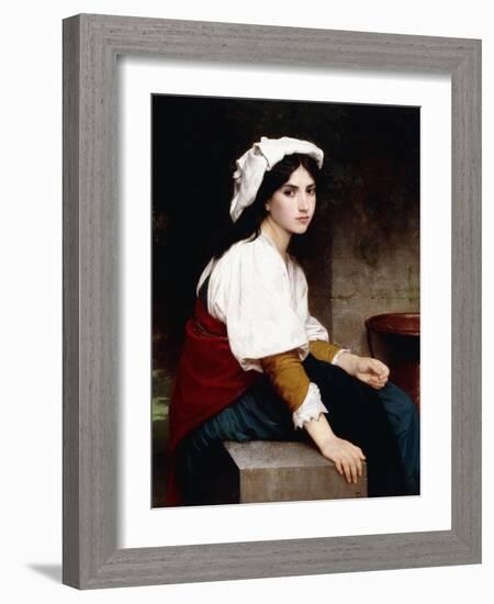 Italian Girl by a Fountain, 1870-William Adolphe Bouguereau-Framed Giclee Print