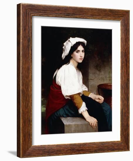 Italian Girl by a Fountain, 1870-William Adolphe Bouguereau-Framed Giclee Print