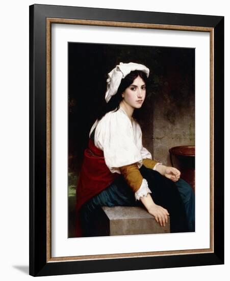 Italian Girl by a Fountain, 1870-William Adolphe Bouguereau-Framed Giclee Print