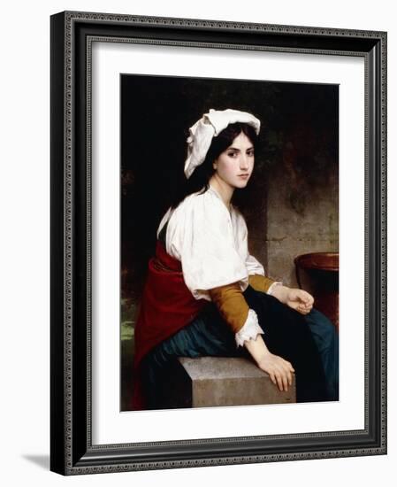 Italian Girl by a Fountain, 1870-William Adolphe Bouguereau-Framed Giclee Print