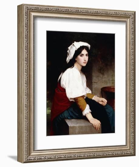 Italian Girl by a Fountain, 1870-William Adolphe Bouguereau-Framed Giclee Print