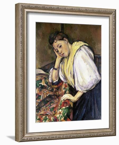 Italian Girl Leaning on a Table-Paul Cézanne-Framed Giclee Print