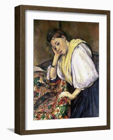 Italian Girl Leaning on a Table-Paul Cézanne-Framed Giclee Print