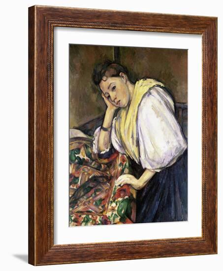 Italian Girl Leaning on a Table-Paul Cézanne-Framed Giclee Print