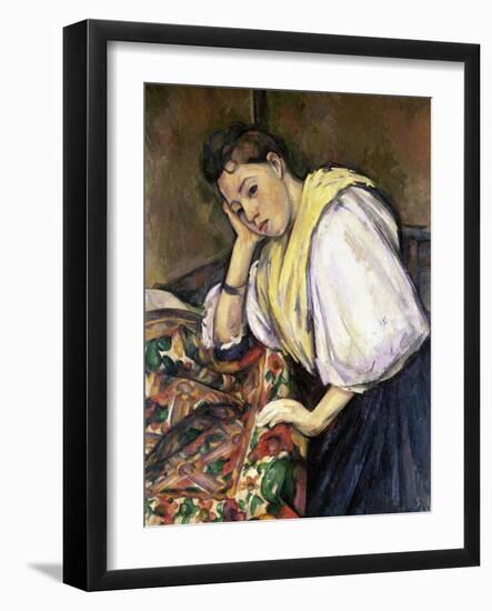 Italian Girl Leaning on a Table-Paul Cézanne-Framed Giclee Print