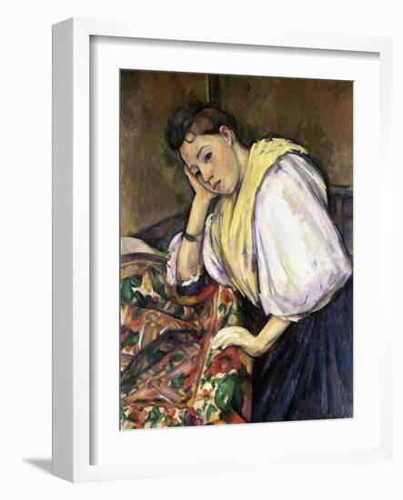 Italian Girl Leaning on a Table-Paul Cézanne-Framed Giclee Print