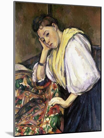 Italian Girl Leaning on a Table-Paul Cézanne-Mounted Giclee Print