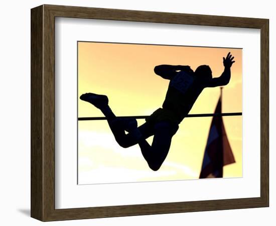 Italian Giuseppe Gibilisco Crosses the Bar During the Men's Pole Vault-null-Framed Premium Photographic Print