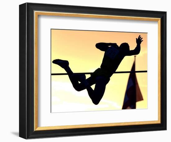 Italian Giuseppe Gibilisco Crosses the Bar During the Men's Pole Vault-null-Framed Photographic Print