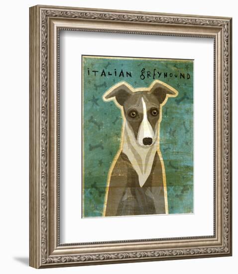 Italian Greyhound (White & Grey)-John W^ Golden-Framed Art Print