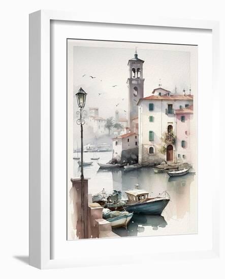 Italian Harbor-Lana Kristiansen-Framed Art Print