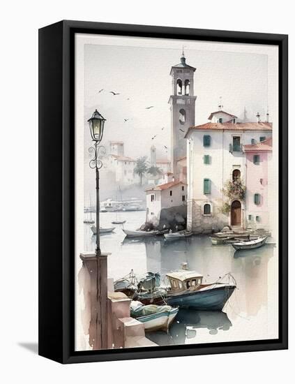 Italian Harbor-Lana Kristiansen-Framed Stretched Canvas