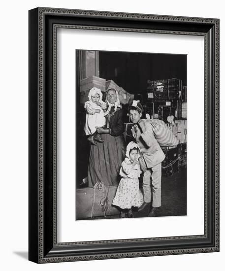 Italian Immigrants Arriving at Ellis Island, New York, 1905-Lewis Wickes Hine-Framed Giclee Print