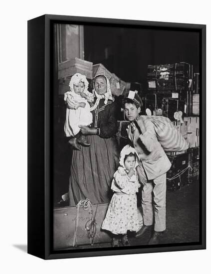 Italian Immigrants Arriving at Ellis Island, New York, 1905-Lewis Wickes Hine-Framed Premier Image Canvas