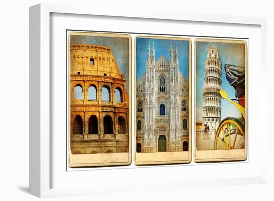 Italian Landmarks - Vintage Cards Series-Maugli-l-Framed Art Print