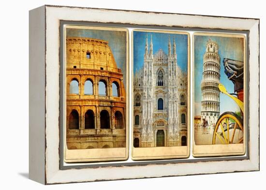 Italian Landmarks - Vintage Cards Series-Maugli-l-Framed Stretched Canvas