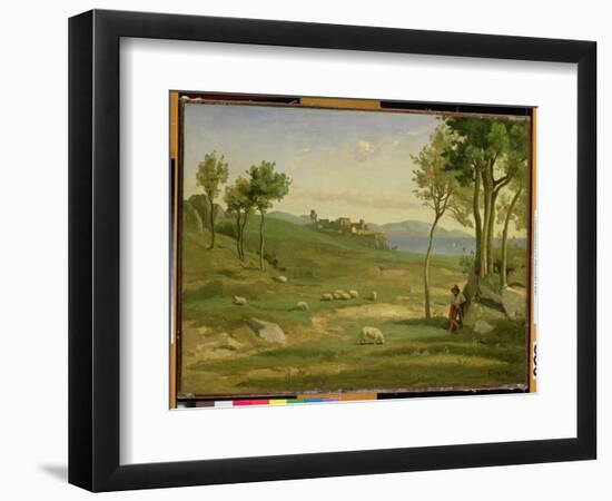 Italian Landscape, 1838 (Oil on Canvas)-Jean Baptiste Camille Corot-Framed Giclee Print