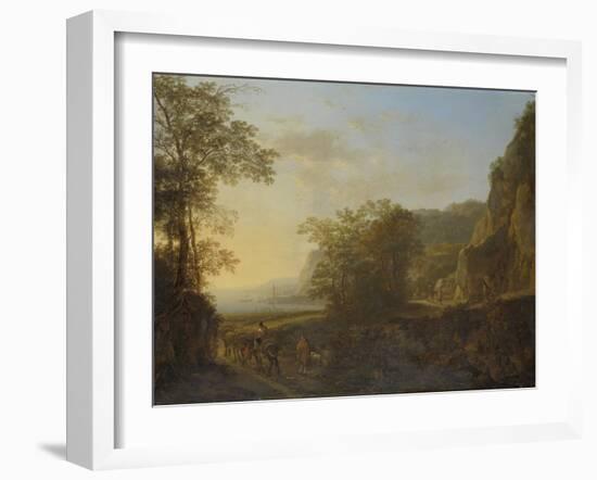 Italian Landscape with a View of a Harbor-Jan Both-Framed Art Print