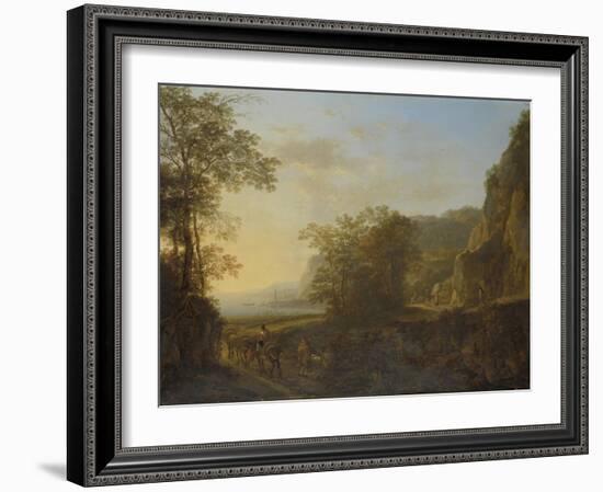 Italian Landscape with a View of a Harbor-Jan Both-Framed Art Print