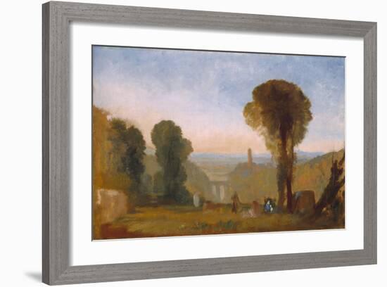 Italian Landscape with Bridge and Tower-J. M. W. Turner-Framed Giclee Print