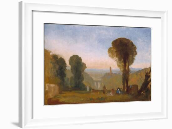 Italian Landscape with Bridge and Tower-J. M. W. Turner-Framed Giclee Print