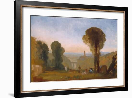 Italian Landscape with Bridge and Tower-J. M. W. Turner-Framed Giclee Print