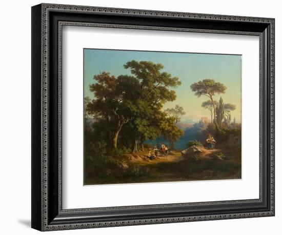 Italian Landscape with Peasants-Johannes Jakob Frey-Framed Giclee Print