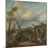Italian Landscape with Travellers with Wine Casks-Johannes Lingelbach-Mounted Art Print