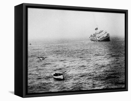 Italian Liner Andrea Doria Sinking in Atlantic After Collision with Swedish Ship Stockholm-Loomis Dean-Framed Premier Image Canvas