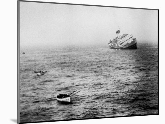 Italian Liner Andrea Doria Sinking in Atlantic After Collision with Swedish Ship Stockholm-Loomis Dean-Mounted Photographic Print