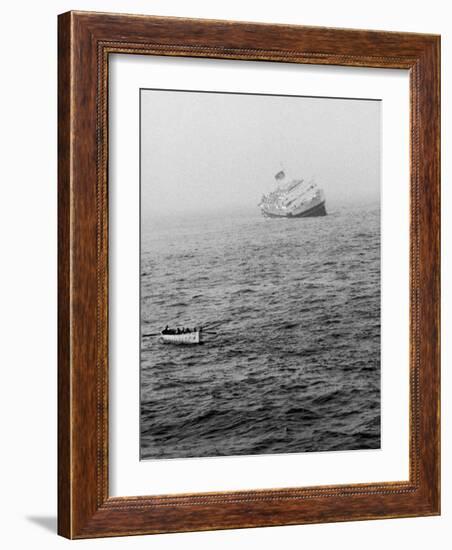 Italian Liner Andrea Doria Sinking in Atlantic after Collision with Swedish Ship Stockholm-Loomis Dean-Framed Photographic Print