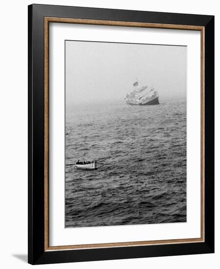 Italian Liner Andrea Doria Sinking in Atlantic after Collision with Swedish Ship Stockholm-Loomis Dean-Framed Photographic Print