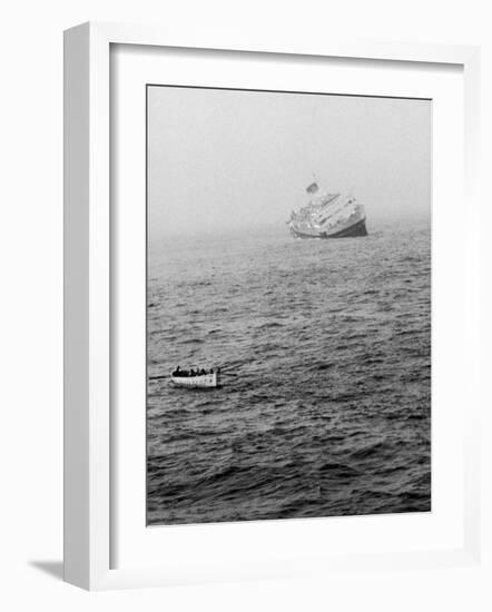 Italian Liner Andrea Doria Sinking in Atlantic after Collision with Swedish Ship Stockholm-Loomis Dean-Framed Photographic Print