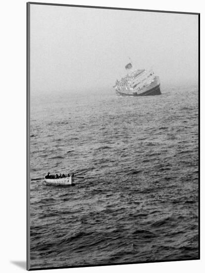 Italian Liner Andrea Doria Sinking in Atlantic after Collision with Swedish Ship Stockholm-Loomis Dean-Mounted Photographic Print