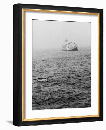 Italian Liner Andrea Doria Sinking in Atlantic after Collision with Swedish Ship Stockholm-Loomis Dean-Framed Photographic Print