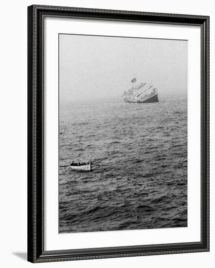 Italian Liner Andrea Doria Sinking in Atlantic after Collision with Swedish Ship Stockholm-Loomis Dean-Framed Photographic Print