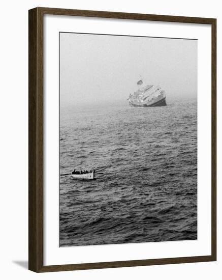 Italian Liner Andrea Doria Sinking in Atlantic after Collision with Swedish Ship Stockholm-Loomis Dean-Framed Photographic Print