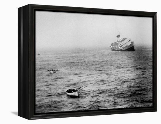 Italian Liner Andrea Doria Sinking in Atlantic after Collision with Swedish Ship Stockholm-Loomis Dean-Framed Premier Image Canvas