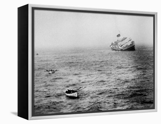 Italian Liner Andrea Doria Sinking in Atlantic after Collision with Swedish Ship Stockholm-Loomis Dean-Framed Premier Image Canvas