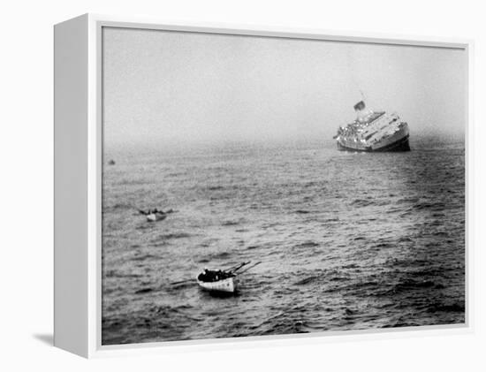 Italian Liner Andrea Doria Sinking in Atlantic after Collision with Swedish Ship Stockholm-Loomis Dean-Framed Premier Image Canvas