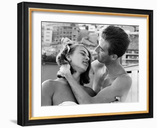 Italian Man Combing His Girlfriend's Hair-Paul Schutzer-Framed Photographic Print